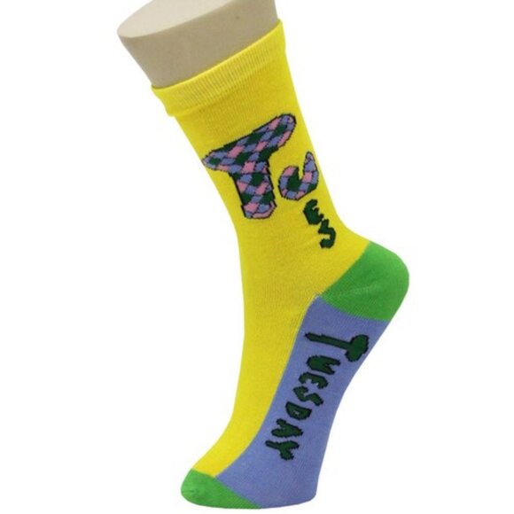 Days of the Week Crew Novelty Socks 9-11 Gift Set of Six Pair of Socks Yelete - Picture 4 of 7